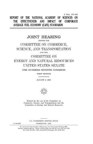 Report of the National Academy of Sciences on the Effectiveness and Impact of Corporate Average Fuel Economy (Cafe) Standards