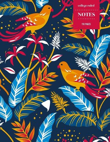 College Ruled Notes 110 Pages: Vintage Floral Notebook for Professionals and Students, Teachers and Writers - Vintage Bright Red Bird Pattern