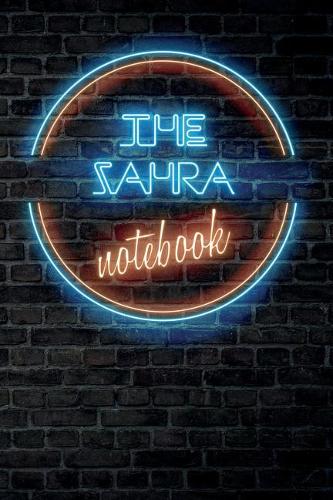 The ZAHRA Notebook: Vintage Blank Ruled Personalized & Custom Neon Sign Name Dotted Notebook Journal for Girls & Women. Wall Background. Funny Desk Accessories. Retro B