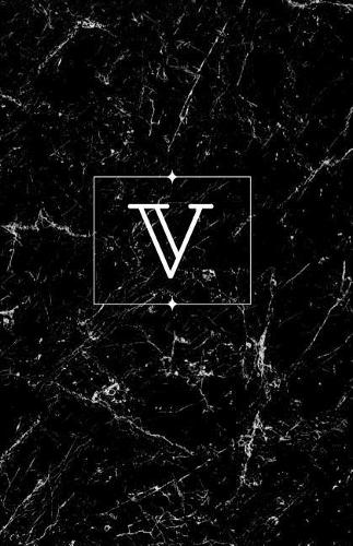 V: Personalized Monogrammed Journal (Notebook/Diary) Gift for Friend Office Teacher Black Marble