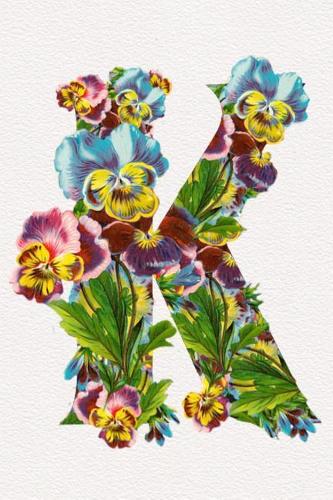 Floral Initials Dot Grid Journal - K