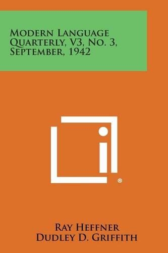 Modern Language Quarterly, V3, No. 3, September, 1942