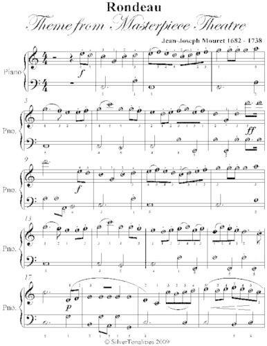 Rondeau Theme from Masterpiece Theatre Easy Piano Sheet Music