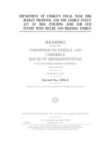 Department of Energy's fiscal year 2006 budget proposal and the Energy Policy Act of 2005