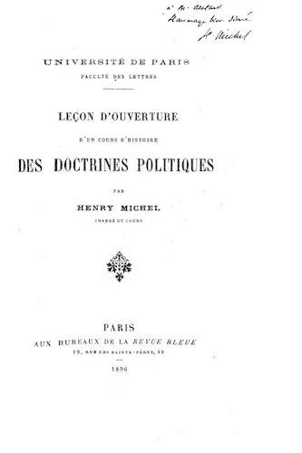 Lecon d'ouverture d'un cours d'histoire des doctrines politiques