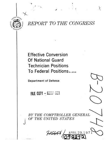 Effective Conversion of National Guard Technical Positions to Federal Positions