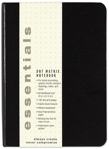 Esstentials Small Black Dot Matrix Notebook (Diary, Journal)