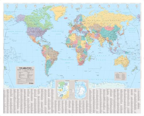 The Times World Wall Laminated Map