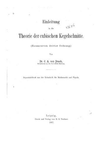 Einleitung in die Theorie der cubischen Kegelschnitte: (German)