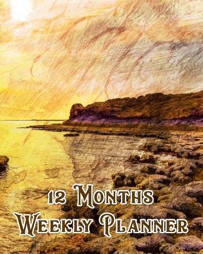 12 Month Weekly Planner: Undated Weekly Planner - 2 pages per week - Notes - Beach Sunrise