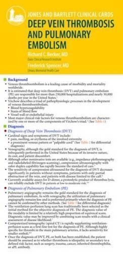J&B Clinical Card: Deep Vein Thrombosis & Pulmonary Embolism