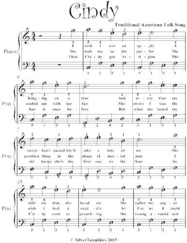 Cindy Easiest Piano Sheet Music