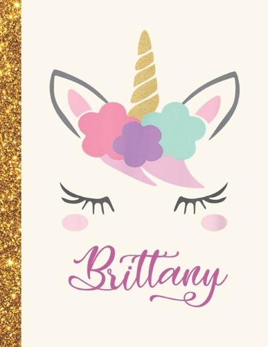 Brittany: Brittany Unicorn Personalized Black Paper SketchBook for Girls and Kids to Drawing and Sketching Doodle Taking Note Marble Size 8.5 x 11