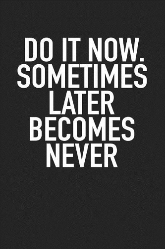 Do It Now Sometimes Later Becomes Never