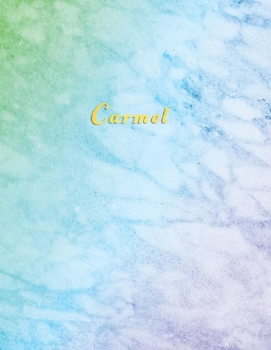 Carmel: Blue and Aqua Marble personalised custom name college or school ruled journal for girls - Standard lined size composition exercise note book