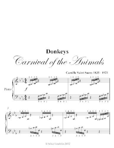 Donkeys Carnival of the Animals Beginner Piano Sheet Music