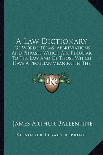 A Law Dictionary