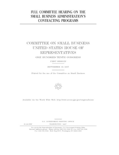 Full committee hearing on the Small Business Administration's contracting programs