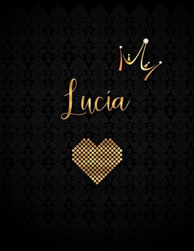 Lucía: Black Personalized Lined Journal with Inspirational Quotes