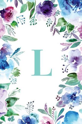 L: Watercolor Floral, 150 Pages, 6" x 9"(Gifts for Women, Teenagers, Girls, Moms, Students & Teachers or Portable Blank Lined Monogram Initia)