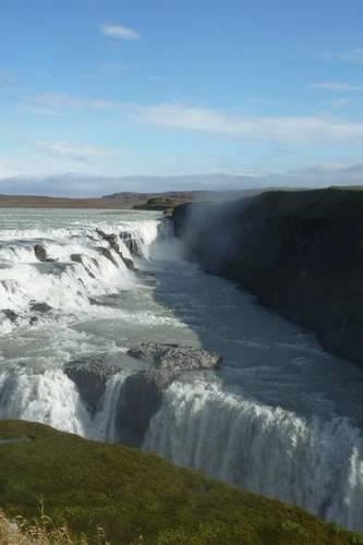 Aerial View of the Beautiful Gufufoss Waterfall in Iceland