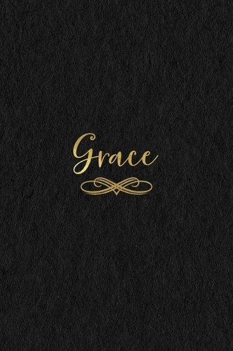 Grace: Personalized Journal to Write In - Black Gold Custom Name Line Notebook