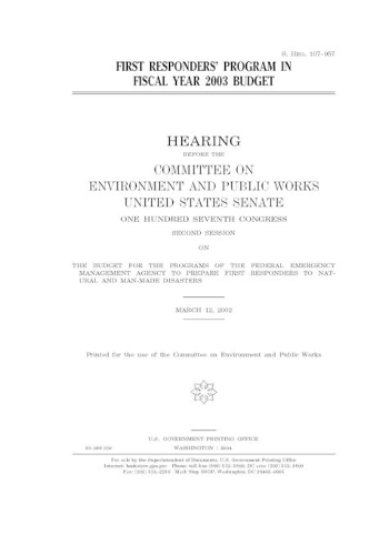 First responders' program in fiscal year 2003 budget