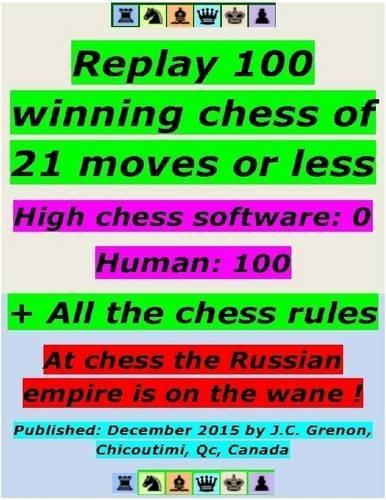 Replay 100 Winning Chess of 21 Moves or Less - High Chess Software : 0 - Human : 100 ; + All the Chess Rules