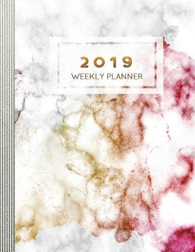 Weekly Planner 2019: Calendar Journal - Schedule Organizer - 12 Month 52 Weeks Plus Lined Pages - Silver Grey Marble Design