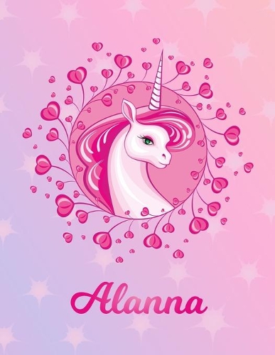 Alanna: Unicorn Sheet Music Note Manuscript Notebook Paper - Magical Horse Personalized Letter E Initial Custom First Name Cover - Musician Composer Instrum
