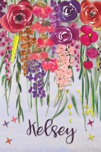 Kelsey: Personalized Lined Journal - Colorful Floral Waterfall (Customized Name Gifts)