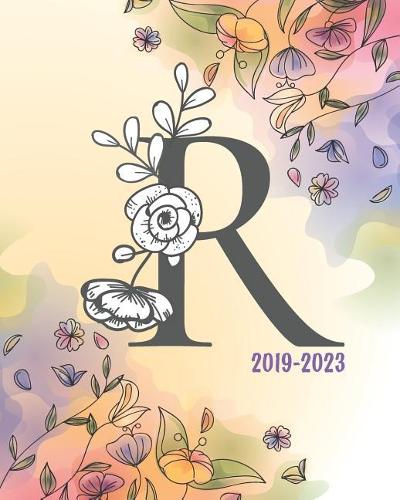 2019-2023: Monogram Initial R Floral Cover, Monthly Schedule Organizer, 60 Months Calendar Planner Agenda with Holidays
