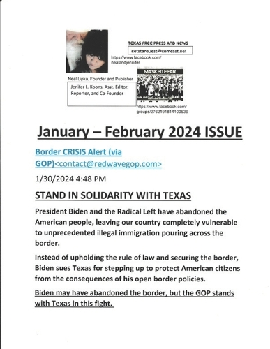 TFPN January-February 2024 ISSUE: Texas Free Press and News(Texas Free Press and News 2023-2020 Yearbook)