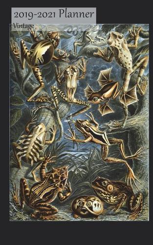 2019-2021 Planner Vintage: 3 Year 2019-21 Monthly Calendar Organizer Appointment Book, Frogs Cover, Three Years 36 Months, 5x8, with Yearly and Address Pages