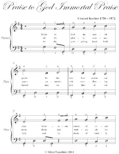 Praise to God Immortal Praise Easy Piano Sheet Music