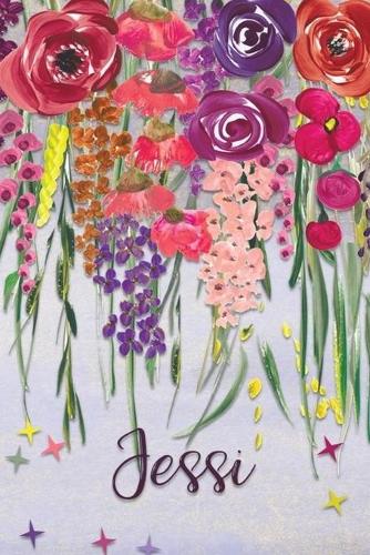 Jessi: Personalized Lined Journal - Colorful Floral Waterfall (Customized Name Gifts)