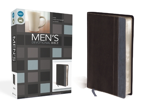 NIV, Men's Devotional Bible, Leathersoft, Charcoal Grey/Steel Blue