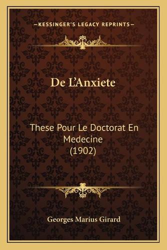 De L'Anxiete