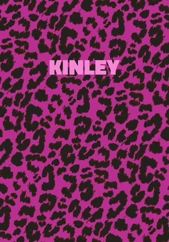 Kinley: Personalized Pink Leopard Print Notebook (Animal Skin Pattern). College Ruled (Lined) Journal for Notes, Diary, Journaling. Wild Cat Theme Design wi