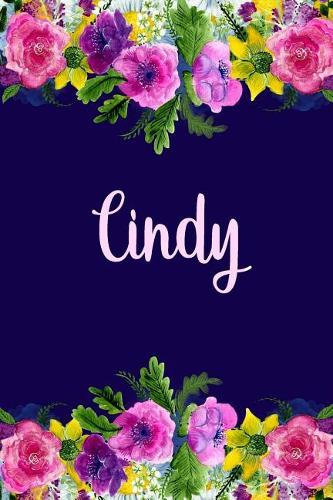 Cindy: Personalized Name Pink Floral Design Matte Soft Cover Notebook Journal to Write In. 120 Blank Lined Pages
