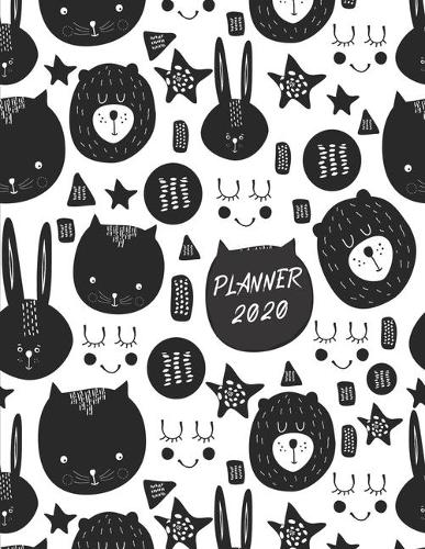 Planner 2020: Monthly & Weekly Diary / Agenda 2020 with GRATITUDE JOURNAL, HABIT & MOOD TRACKER, PERSONAL & BUSINESS TO-DOs - Cover Illustration of Cute Black & W