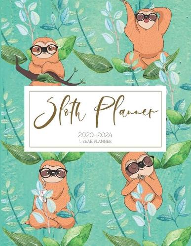 2020-2024 Five Year Planner Monthly Calendar Sloth Goals Agenda Schedule Organizer