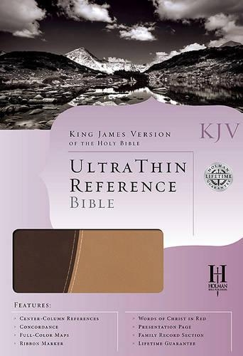 KJV Ultrathin Reference Bible, Brown/Tan Leathertouch