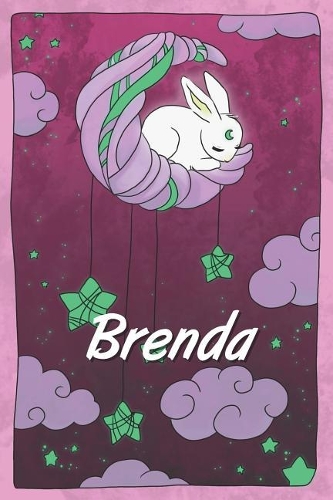 Brenda: personalized notebook sleeping bunny on the moon with stars softcover 120 pages blank useful as notebook, dream diary, scrapbook, journal or gift id