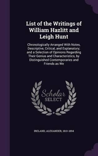 List of the Writings of William Hazlitt and Leigh Hunt