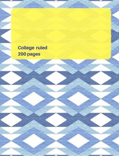 Modern Chevron Pattern Rich Blue Color Composition College Ruled Book