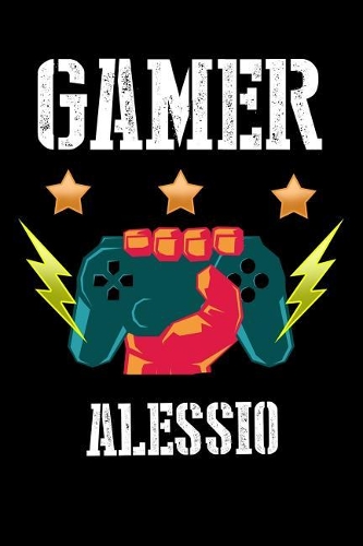 Gamer Alessio: Kariertes Notizbuch mit 5x5 Karomuster für deinen personalisierten Vornamen