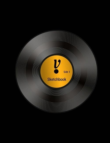 V: 8.5 x 11 Large Sketchbook Journal, Initial "V" Monogram Vinyl LP, Black Cover, White Paper, Blank Book for Drawing, Doodling, Writing (Notebook, Art