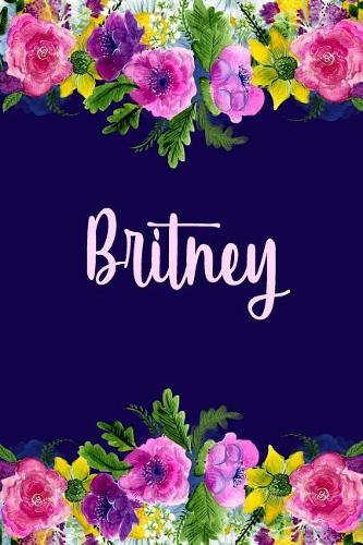 Britney: Personalized Name Pink Floral Design Matte Soft Cover Notebook Journal to Write In. 120 Blank Lined Pages