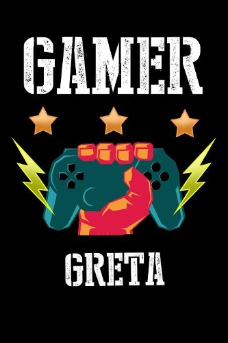 Gamer Greta: Kariertes Notizbuch mit 5x5 Karomuster für deinen personalisierten Vornamen